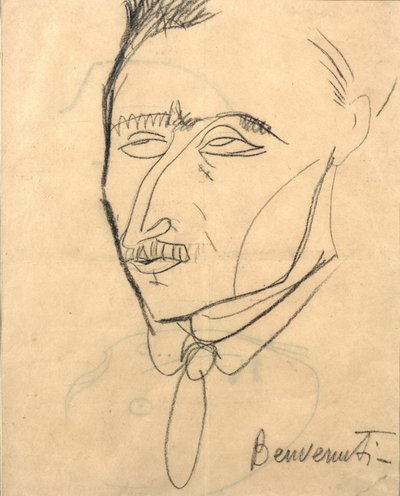 アリスティド・ソマティ、1908年頃（木炭） 作： Amedeo Modigliani